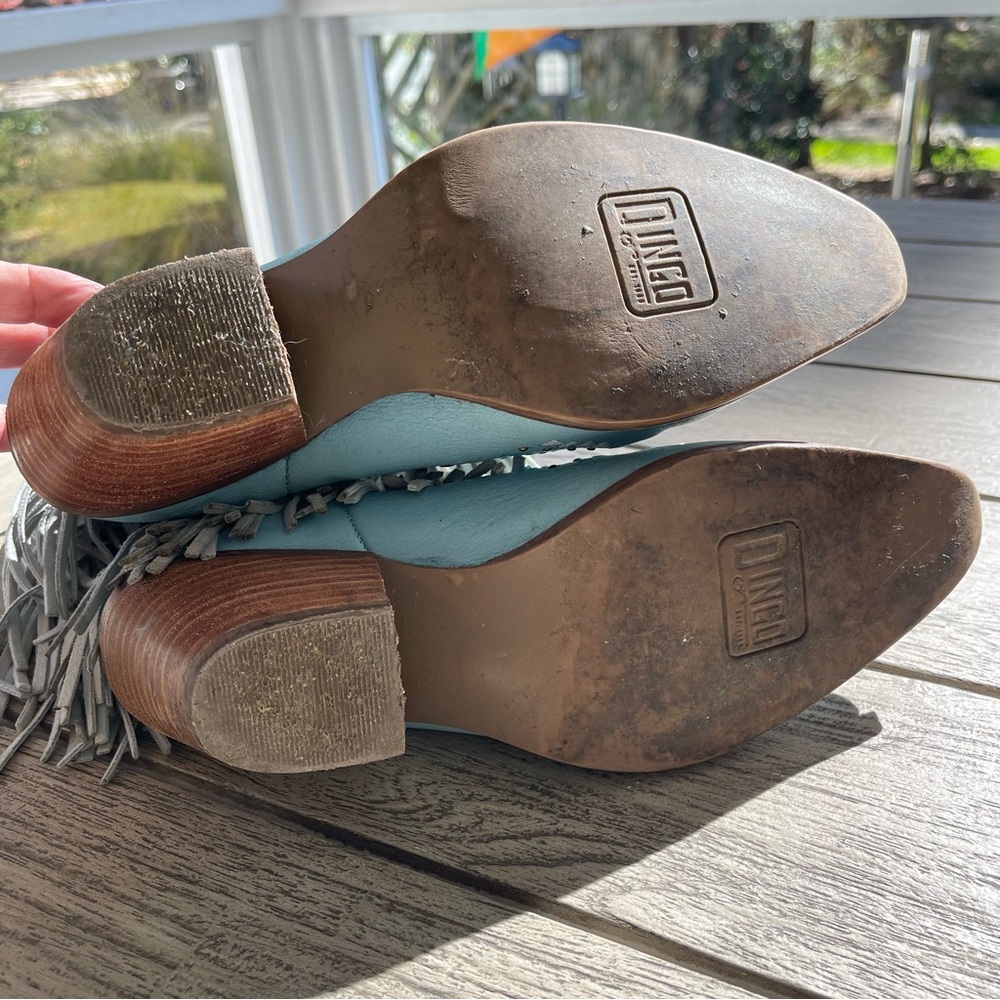 Dingo Women’s Gypsy Studded Embroidered Fringed Blue Western Boots Size 8 - Picture 8 of 11